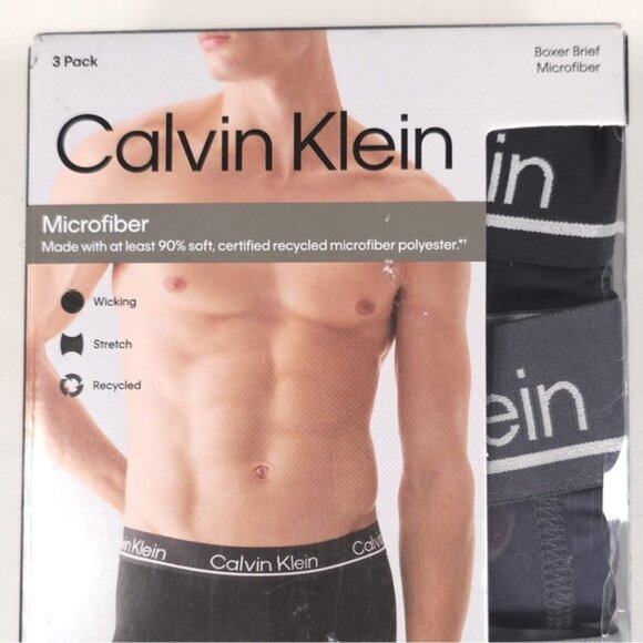 Calvin Klein 3 Pack Boxer Brief LARGE & XL Microfiber Wicking Stretch - Picture 2 of 6